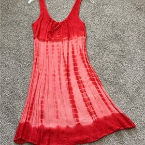 Elegant Red Tie-Dye Women's Dress